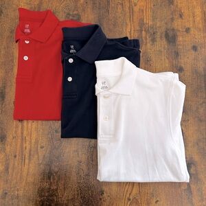 Set of 3 Gap kids organic cotton polos. Price is for all 3. white, red, blue.